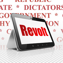 Image showing Political concept: Tablet Computer with Revolt on display