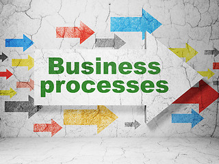 Image showing Business concept: arrow with Business Processes on grunge wall background