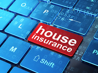 Image showing Insurance concept: House Insurance on computer keyboard background