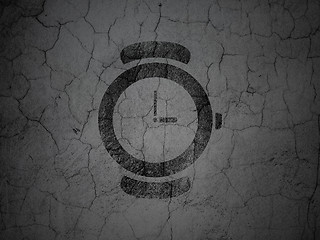 Image showing Time concept: Hand Watch on grunge wall background