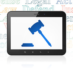Image showing Law concept: Tablet Computer with Gavel on display