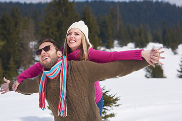 Image showing romantic young couple on winter vacation