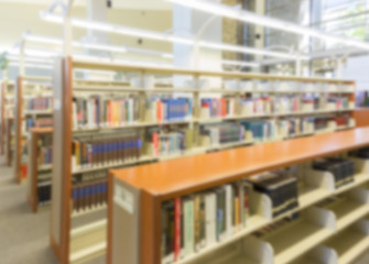 Image showing Blurry Library Aisle Background