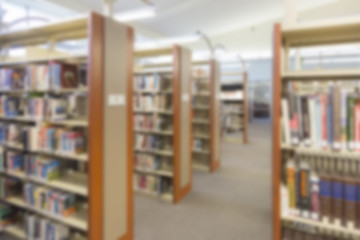 Image showing Blurry Library Aisle Background