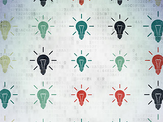 Image showing Business concept: Light Bulb icons on Digital Paper background