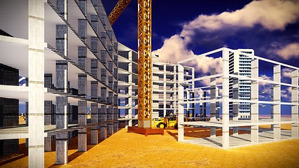 Image showing construction site at sunset