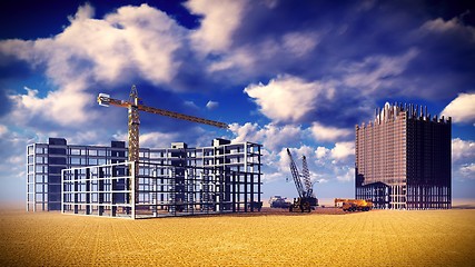 Image showing construction site at sunset