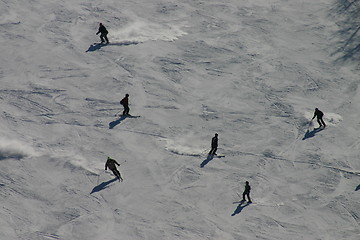 Image showing Downhill skiers