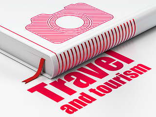 Image showing Tourism concept: book Photo Camera, Travel And Tourism on white background