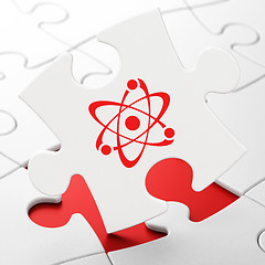 Image showing Science concept: Molecule on puzzle background