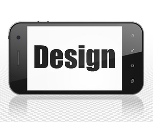 Image showing Marketing concept: Smartphone with Design on display