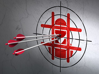 Image showing Law concept: arrows in Criminal target on wall background