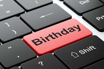 Image showing Holiday concept: Birthday on computer keyboard background
