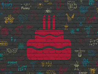 Image showing Holiday concept: Cake on wall background