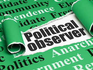 Image showing Political concept: black text Political Observer under the piece of  torn paper