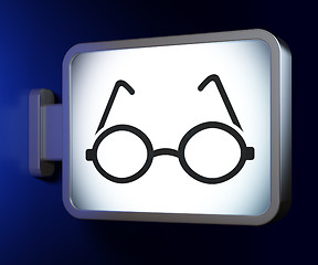 Image showing Studying concept: Glasses on billboard background