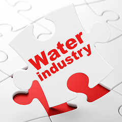 Image showing Manufacuring concept: Water Industry on puzzle background