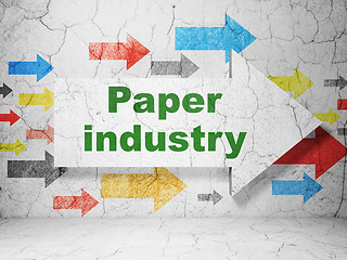 Image showing Manufacuring concept: arrow with Paper Industry on grunge wall background