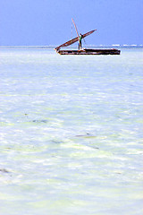 Image showing beach   zanzibar      sand isle  sky  and sailing