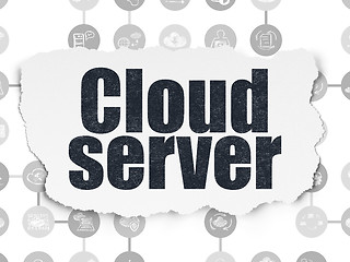 Image showing Cloud networking concept: Cloud Server on Torn Paper background