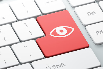 Image showing Protection concept: Eye on computer keyboard background