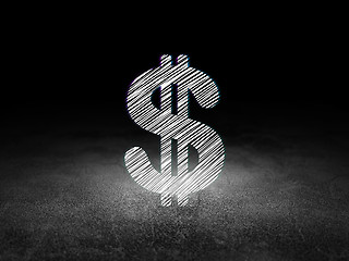 Image showing Currency concept: Dollar in grunge dark room