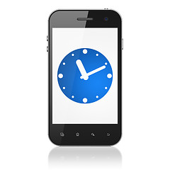 Image showing Time concept: Smartphone with Clock on display