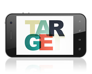 Image showing Business concept: Smartphone with Target on  display