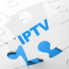 Image showing Web development concept: IPTV on puzzle background