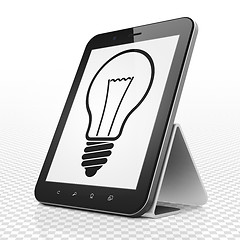 Image showing Business concept: Tablet Computer with Light Bulb on display