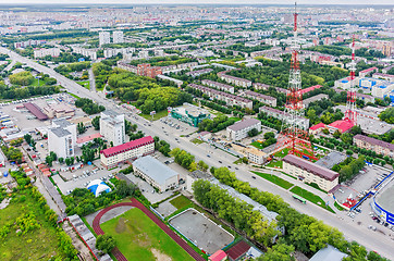 Image showing Tyumen city and two TV towers. Russia