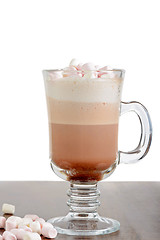 Image showing A glass of hot chocolate with marshmallows