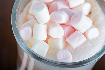 Image showing Closeup of marshmallows in hot chocolate 