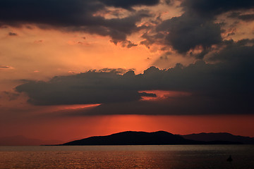 Image showing Sunset in  Peloponese in greece in the summer