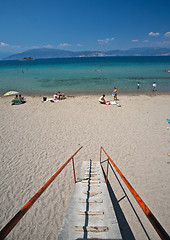 Image showing People at the beach in the  Peloponese in greece