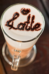 Image showing closeup of glass with latte i