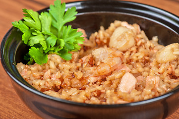 Image showing Shrimps risotto closeup