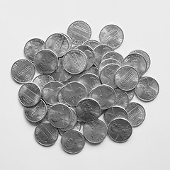 Image showing Black and white Dollar coins 1 cent