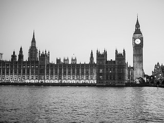 Image showing Black and white Houses of Parliament in London