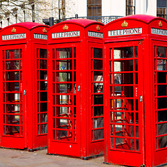 Image showing telephone in england london obsolete box classic british icon