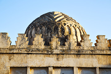 Image showing dome    old ruin in        morocco and sky  near the tower