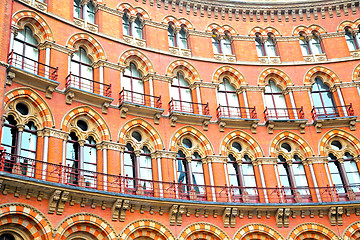 Image showing old wall  in  windows and brick exterior    