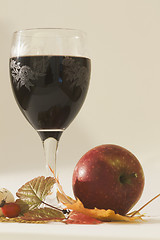 Image showing red wine and apple