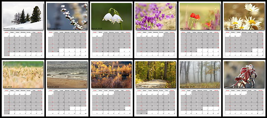 Image showing nature calendar year 2016