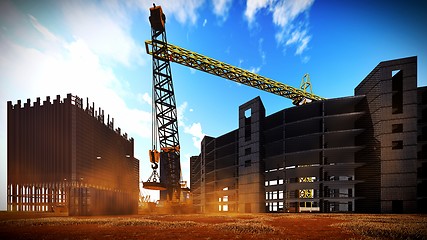 Image showing construction site at sunset