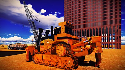 Image showing construction site at sunset