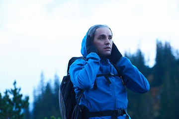 Image showing advanture man with backpack hiking