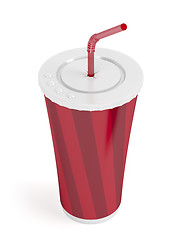 Image showing Paper cup with bendable straw