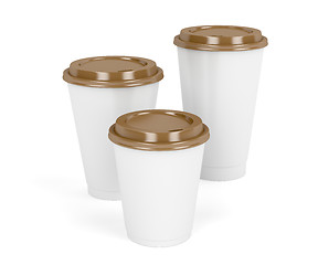 Image showing Three paper coffee cups