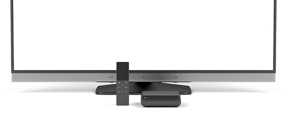 Image showing Tv, media player and remote control